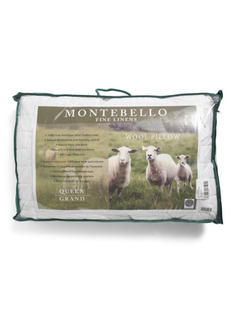 MONTEBELLO 16x25 Year Round Australian Wool Pillow
